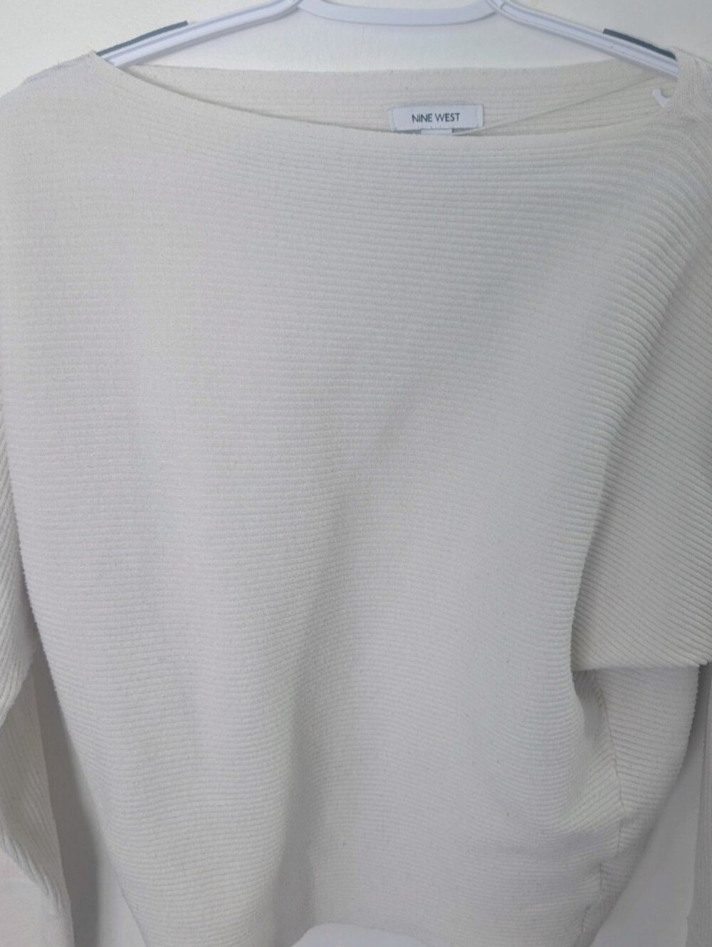 Nine West Cream Colored Boatneck Sweater long sleeves Sz XS Like New